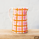 Medium Gingham Jug - Rose Pink & Orange